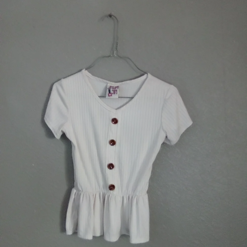 White Kids Top with Button Accents ( Bag M )